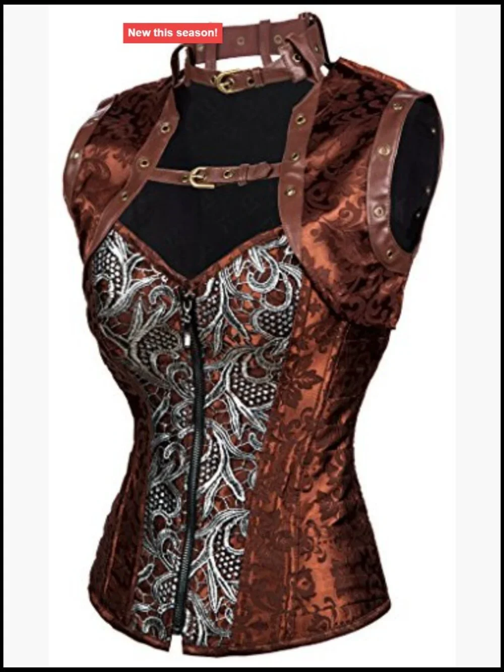 Womens Steampunk Gothic Steel Boned Vintage Corset Jacquard Satin